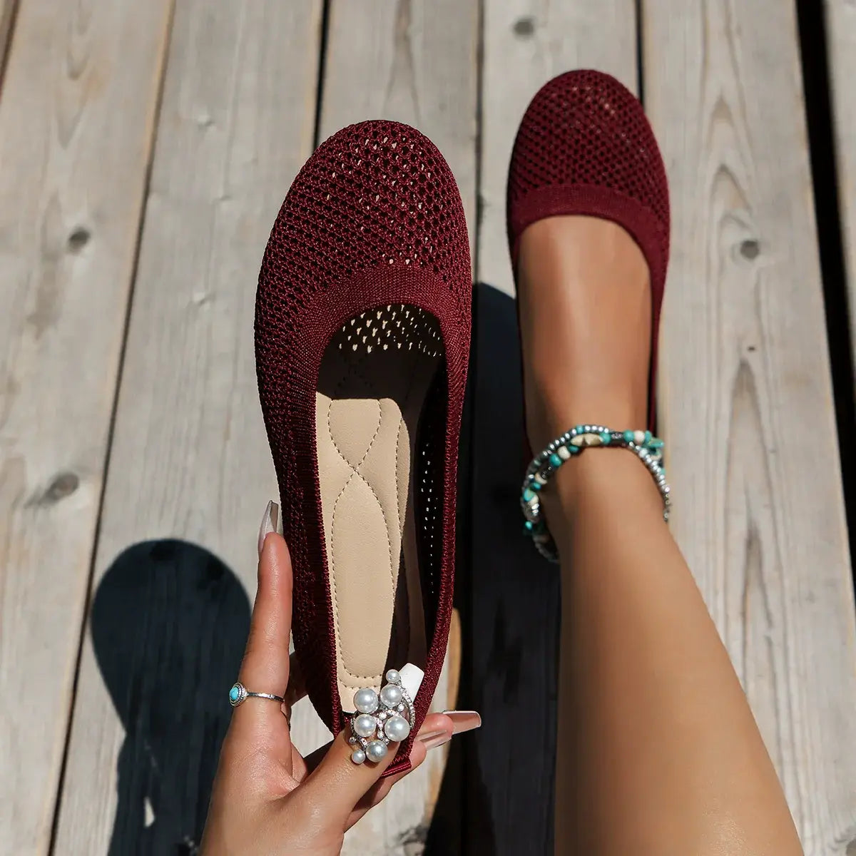 Solid Color Mesh Flat Slip-Ons - Trendsi - Flyclothing LLC