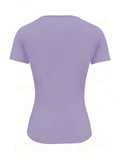 Round Neck Short Sleeve T-Shirt - Trendsi - Flyclothing LLC