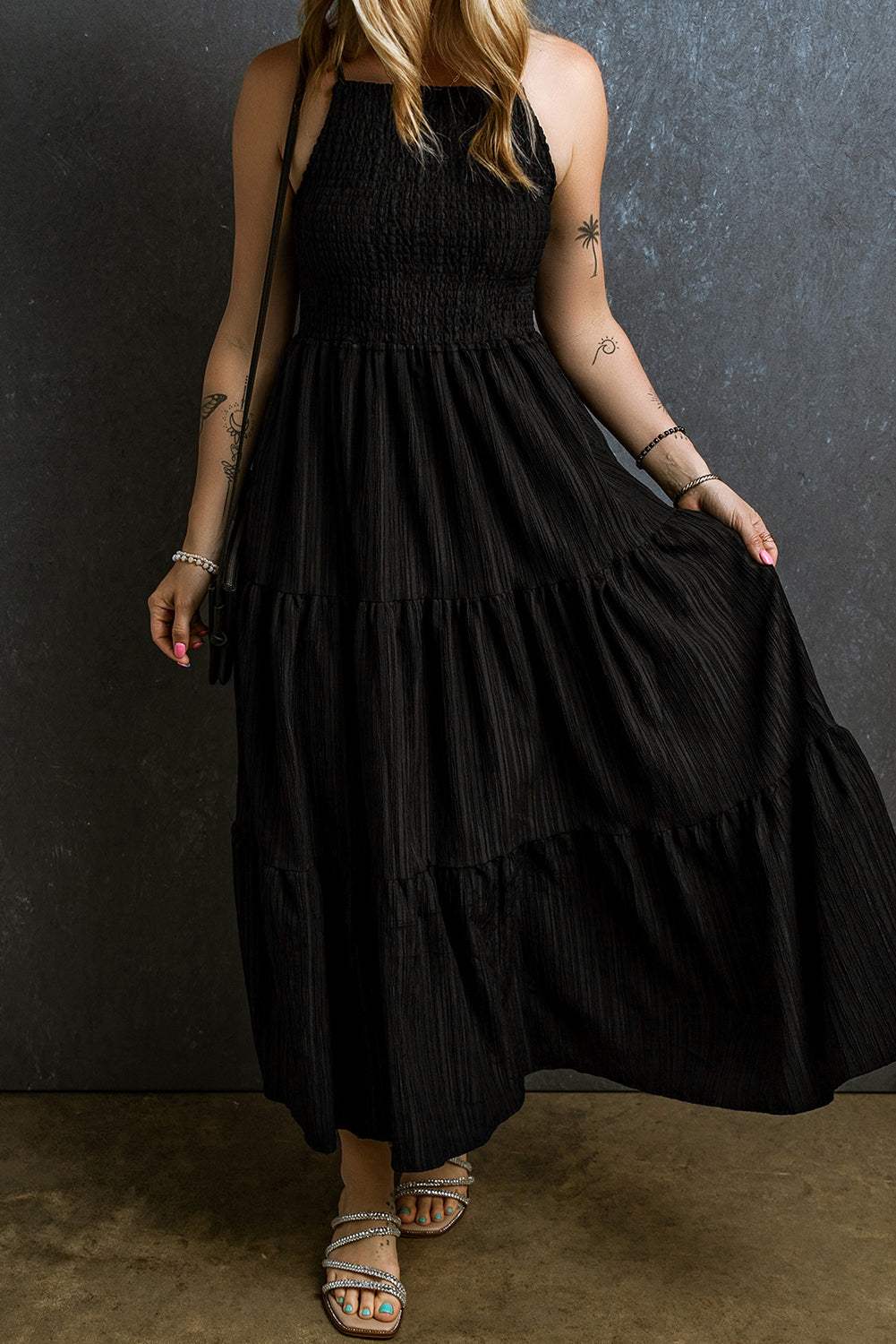 Smocked Tiered Spaghetti Strap Dress - Trendsi - Flyclothing LLC
