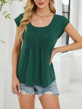 Pleated Front Scoop Neck T-Shirt - Trendsi - Flyclothing LLC