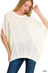 Zenana Drop Shoulder Short Sleeve Knit Top - Trendsi - Flyclothing LLC