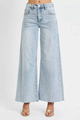 RISEN Full Size High Rise Ankle Wide Palazzo Jeans Plus Size - Trendsi - Flyclothing LLC