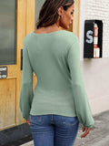 Waffle Knit Surplice Long Sleeve T-Shirt - Trendsi - Flyclothing LLC