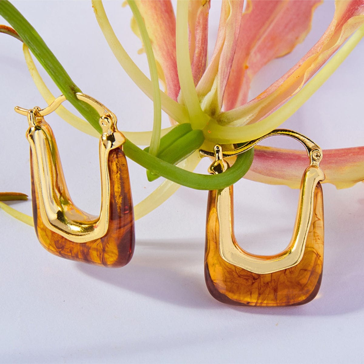 Resin Copper U Shape Earrings - Trendsi