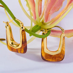 Resin Copper U Shape Earrings - Trendsi