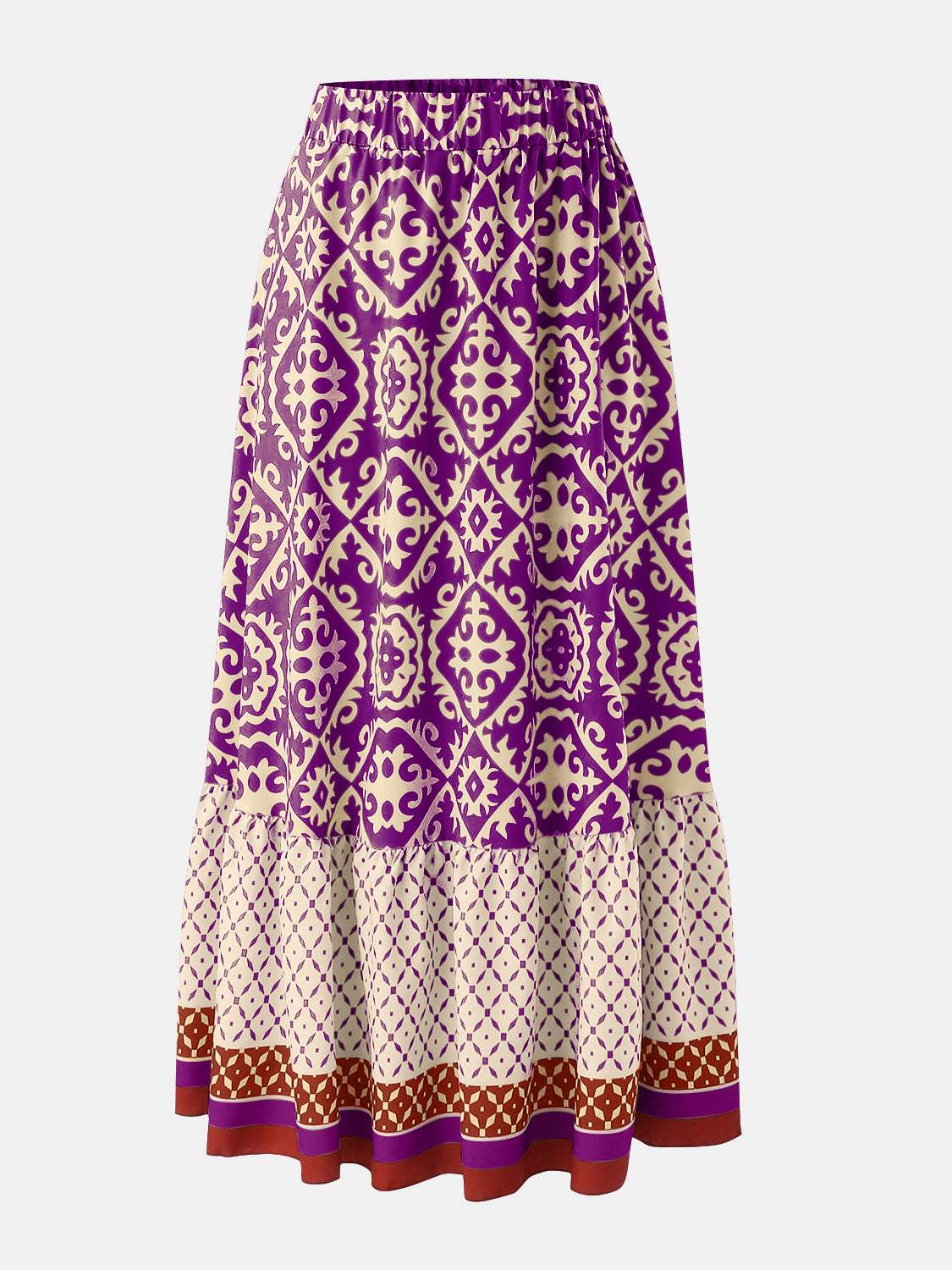 Geometric Elastic Waist Maxi Skirt - Trendsi - Flyclothing LLC