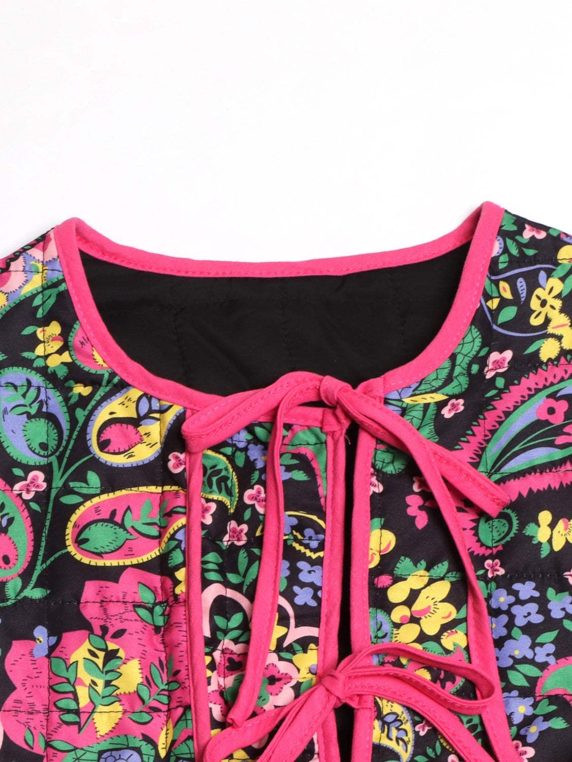Tied Printed Long Sleeve Jacket - Trendsi - Flyclothing LLC
