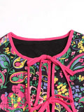 Tied Printed Long Sleeve Jacket - Trendsi - Flyclothing LLC