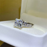 3 Carat Moissanite 925 Sterling Silver Square Shape Ring - Trendsi