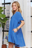 ADORA Tiered Notched Short Sleeve Dress - Trendsi
