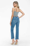 bytos Raw Hem Distressed Mid Rise Crop Jeans - Trendsi - Flyclothing LLC