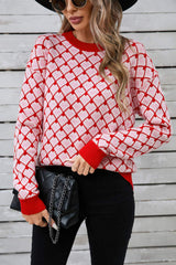 Angel Wings Contrast Round Neck Dropped Shoulder Sweater - Trendsi - Flyclothing LLC