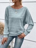 Full Size Round Neck Long Sleeve Top - Trendsi - Flyclothing LLC