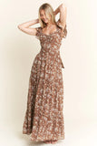 Jade By Jane Ruffle Sleeve Tiered Maxi Dress - Trendsi