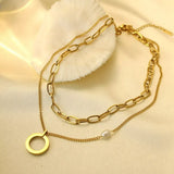 18K Gold-Plated Double Layered Necklace - Trendsi - Flyclothing LLC