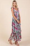 Mittoshop Layered Floral Sweetheart Neck Maxi Dress - Trendsi