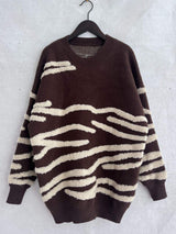 Contrast Round Neck Long Sleeve Sweater - Trendsi - Flyclothing LLC