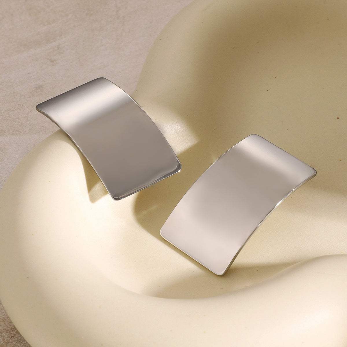 Stainless Steel Rectangle Earring - Trendsi - Flyclothing LLC