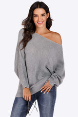 One Shoulder Dolman Sleeve Sweater - Trendsi - Flyclothing LLC