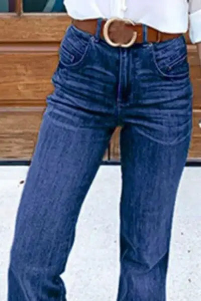 Full Size Flare Jeans with Pockets Plus Size - Trendsi - Flyclothing LLC