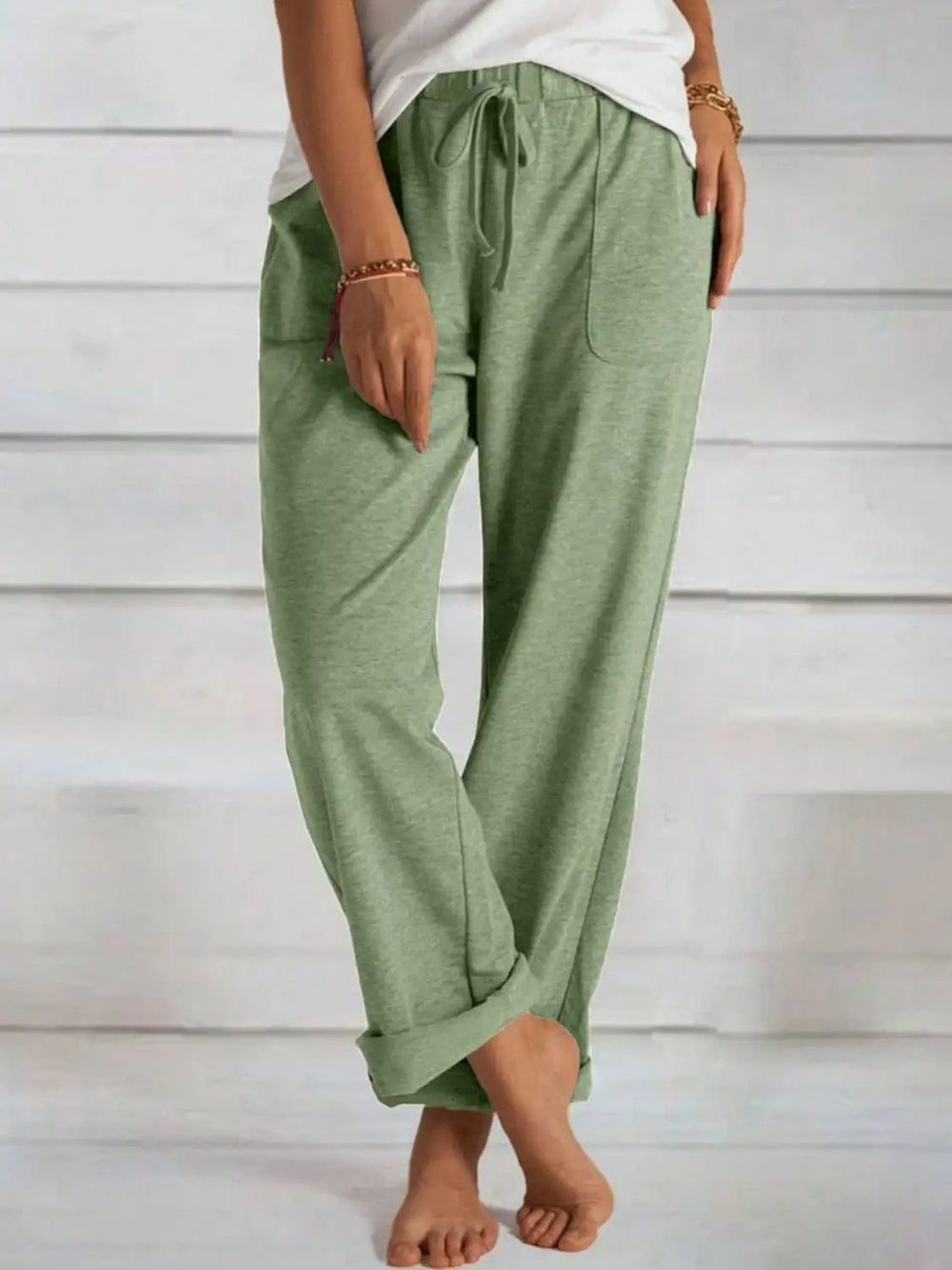 Tied Wide Leg Pants with Pockets - Trendsi