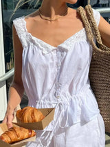 Lace Detail Drawstring Tank - Trendsi - Flyclothing LLC