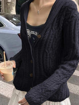 Cable Knit Button Up Cardigan - Trendsi - Flyclothing LLC