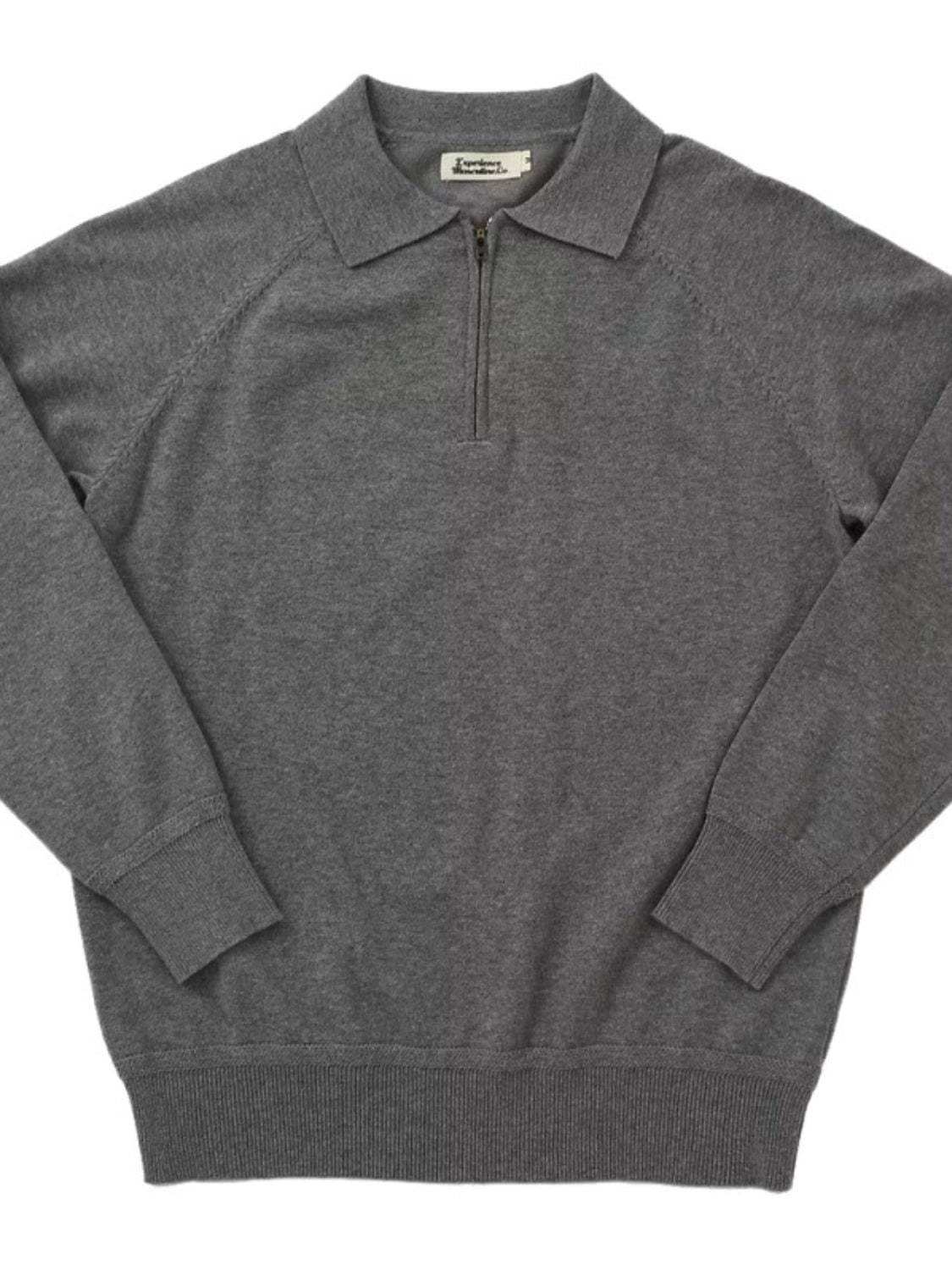 Men's Plus Size Quarter Zip Raglan Sleeve Polo - Trendsi - Flyclothing LLC