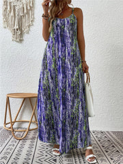 Full Size Printed Scoop Neck Maxi Cami Dress - Trendsi