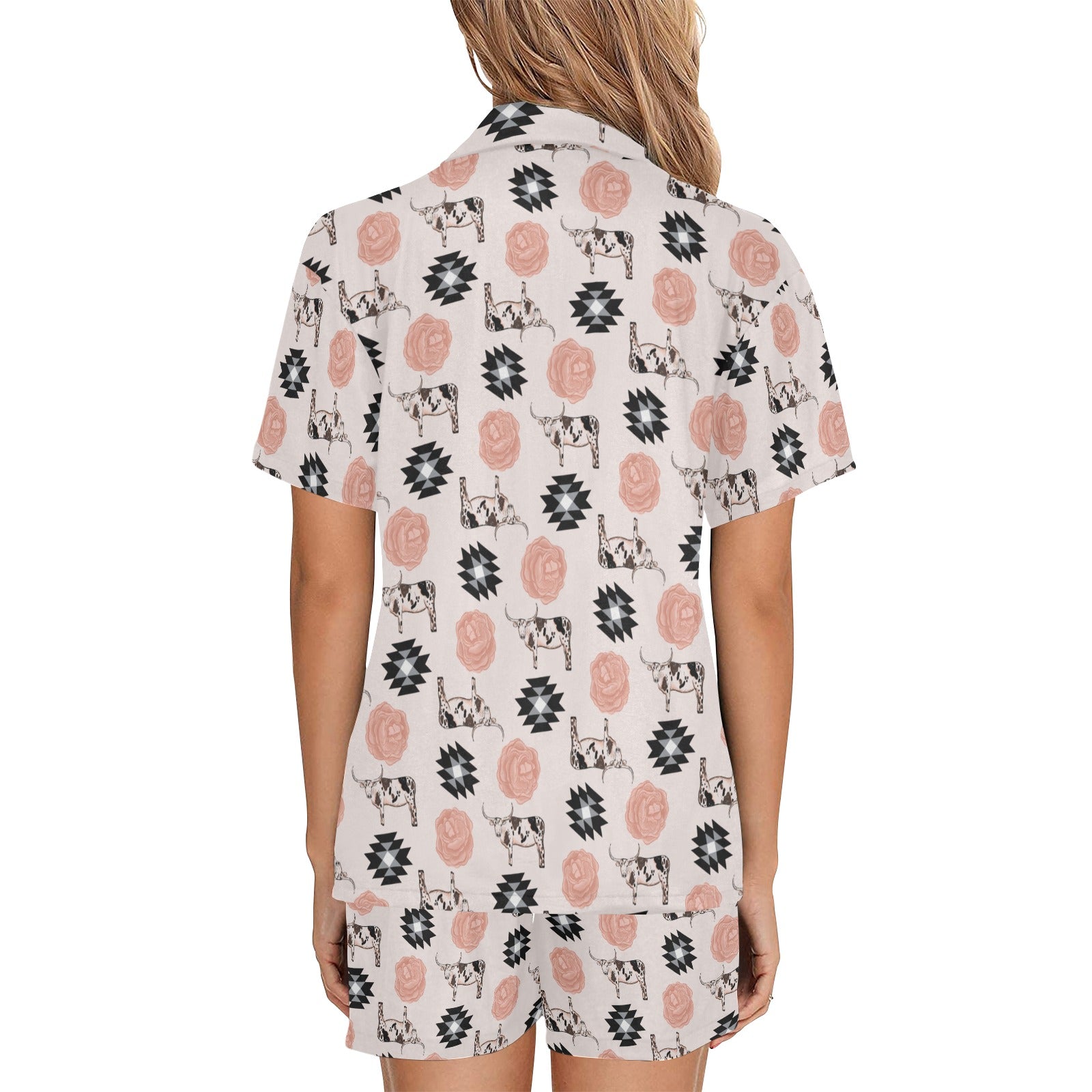 Baha Ranch Longhorn Floral Women's Western Pajama Set
