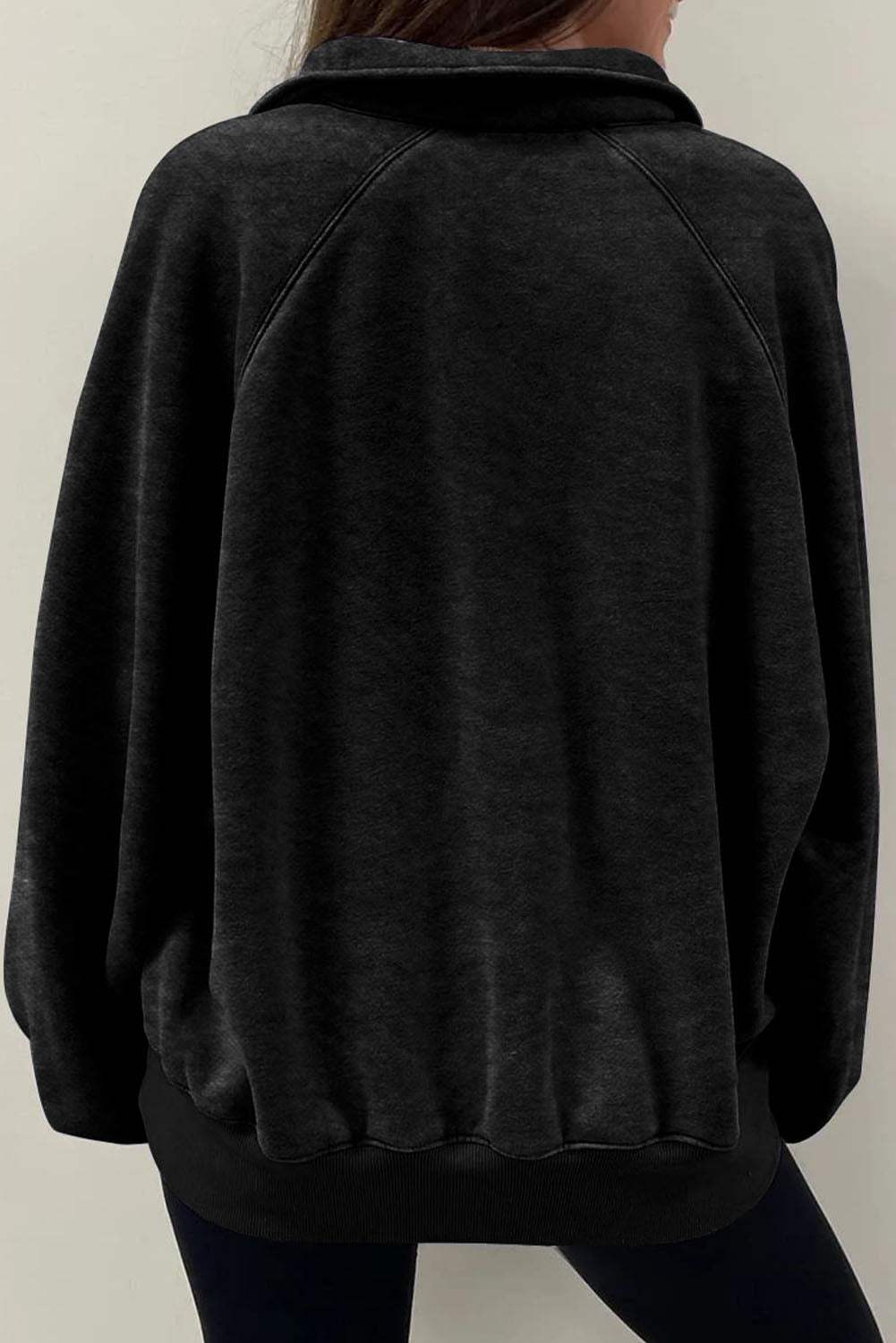Half Snap Long Sleeve Sweatshirt - Trendsi - Flyclothing LLC