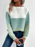 Color Block Boat Neck Sweater - Trendsi - Flyclothing LLC