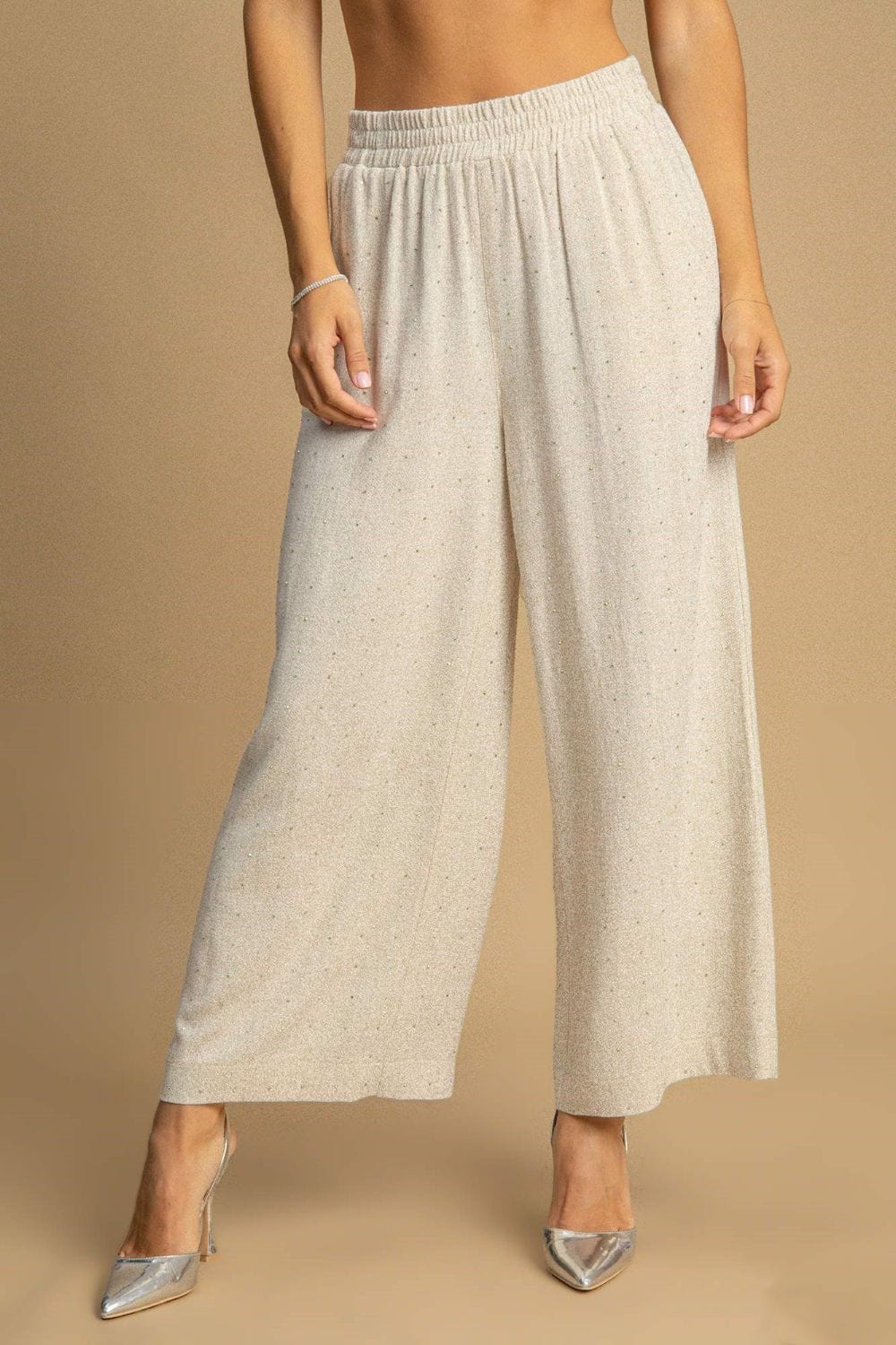 Umgee Full Size High Waisted Embellished Linen Pants Plus Size - Trendsi