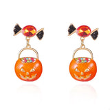 Halloween Rhinestone Pumpkin Dangle Earrings - Trendsi - Flyclothing LLC
