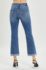 RISEN Full Size Button Fly Cropped Bootcut Jeans - Trendsi - Flyclothing LLC