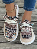 Geometric Lace-Up Round Toe Slip-Ons - Trendsi - Flyclothing LLC