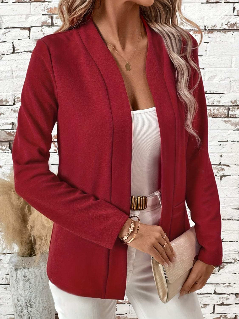 Solid Color Open Front Long Sleeve Cardigan - Trendsi - Flyclothing LLC