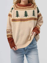 Graphic Round Neck Long Sleeve Sweater - Trendsi - Flyclothing LLC