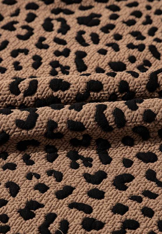 Leopard Johnny Collar Sleeveless Mini Dress - Trendsi - Flyclothing LLC