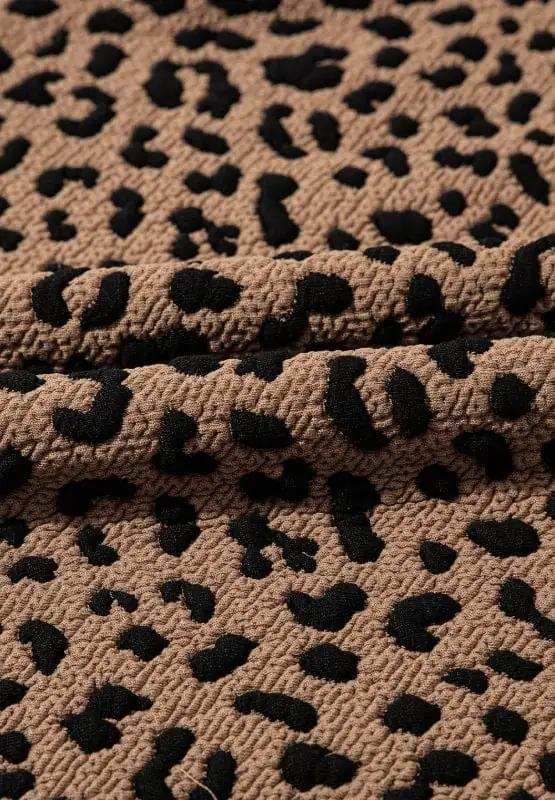 Leopard Johnny Collar Sleeveless Mini Dress - Trendsi - Flyclothing LLC