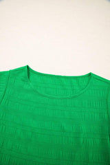 Textured Ruffled Sleeve Round Neck Top - Trendsi - Flyclothing LLC