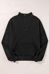 Half Zip Long Sleeve Sweatshirt - Trendsi - Flyclothing LLC