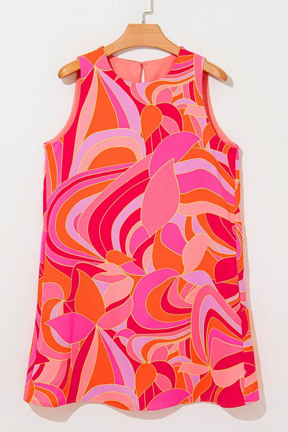 Abstract Floral Print Sleeveless Shift Mini Dress - Trendsi - Flyclothing LLC