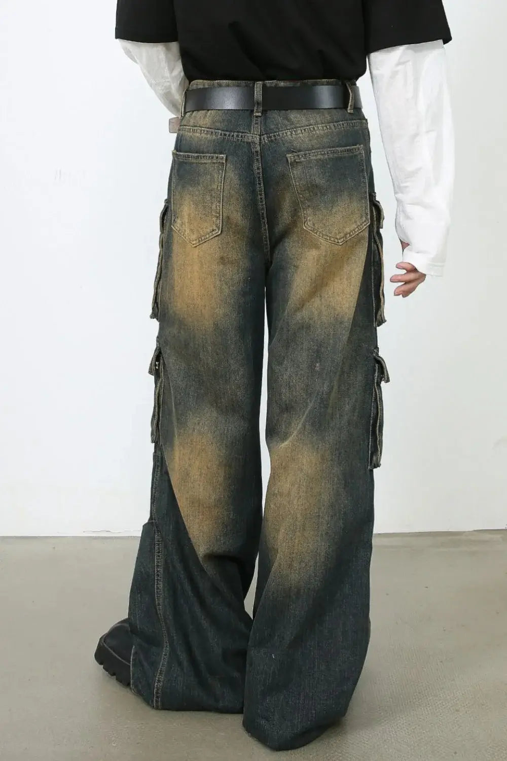Men's Washed Wide Leg Jeans - Trendsi - Flyclothing LLC