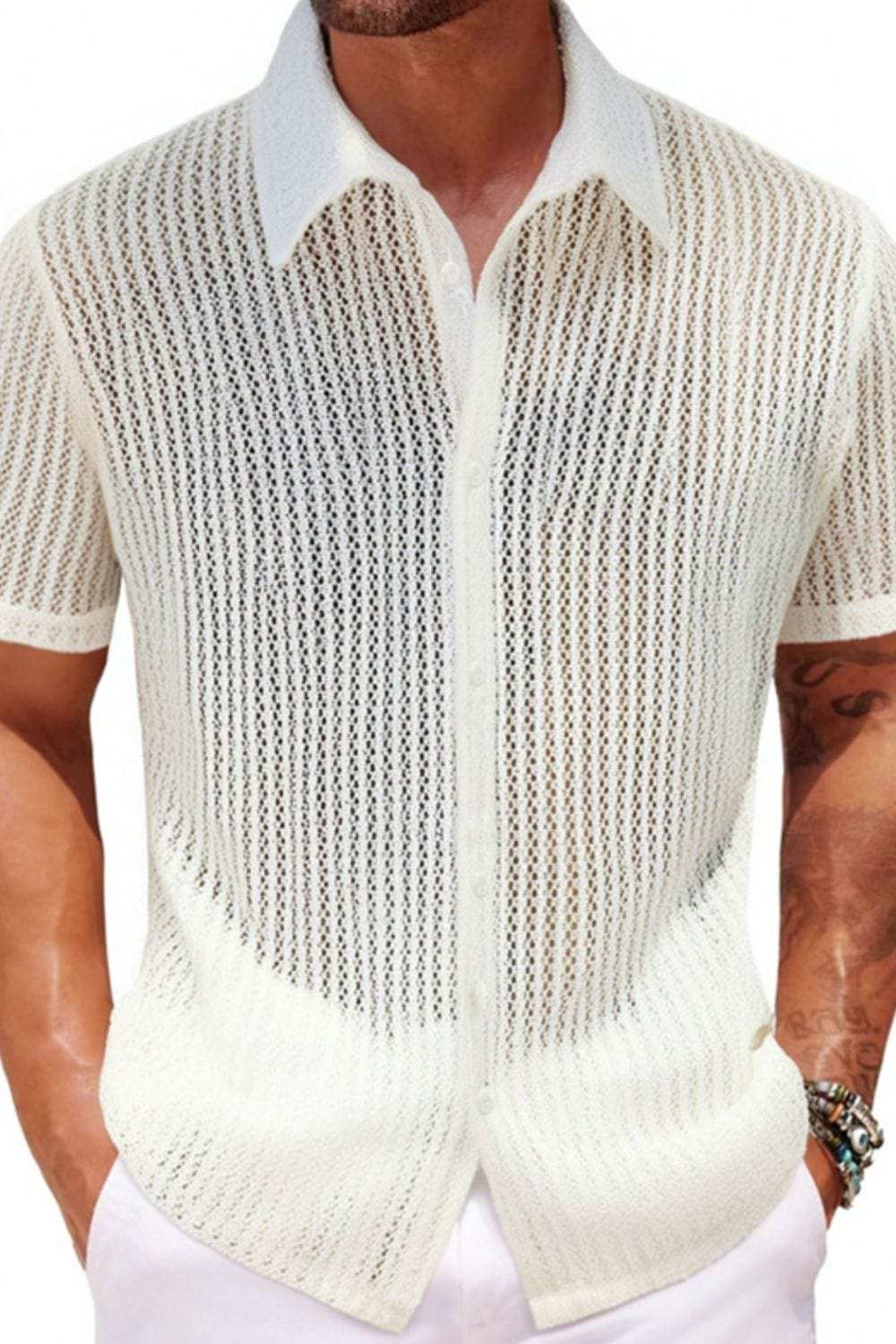 Men's Plus Size Button Down Short Sleeve Shirt - Trendsi - Flyclothing LLC