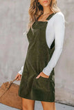 Pocketed Square Neck Wide Strap Overall Dress - Trendsi - Flyclothing LLC