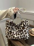 Faux Fur Leopard Shoulder Bag - Trendsi - Flyclothing LLC
