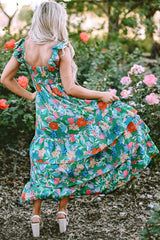 Tiered Ruffled Printed Sleeveless Dress - Trendsi - Flyclothing LLC