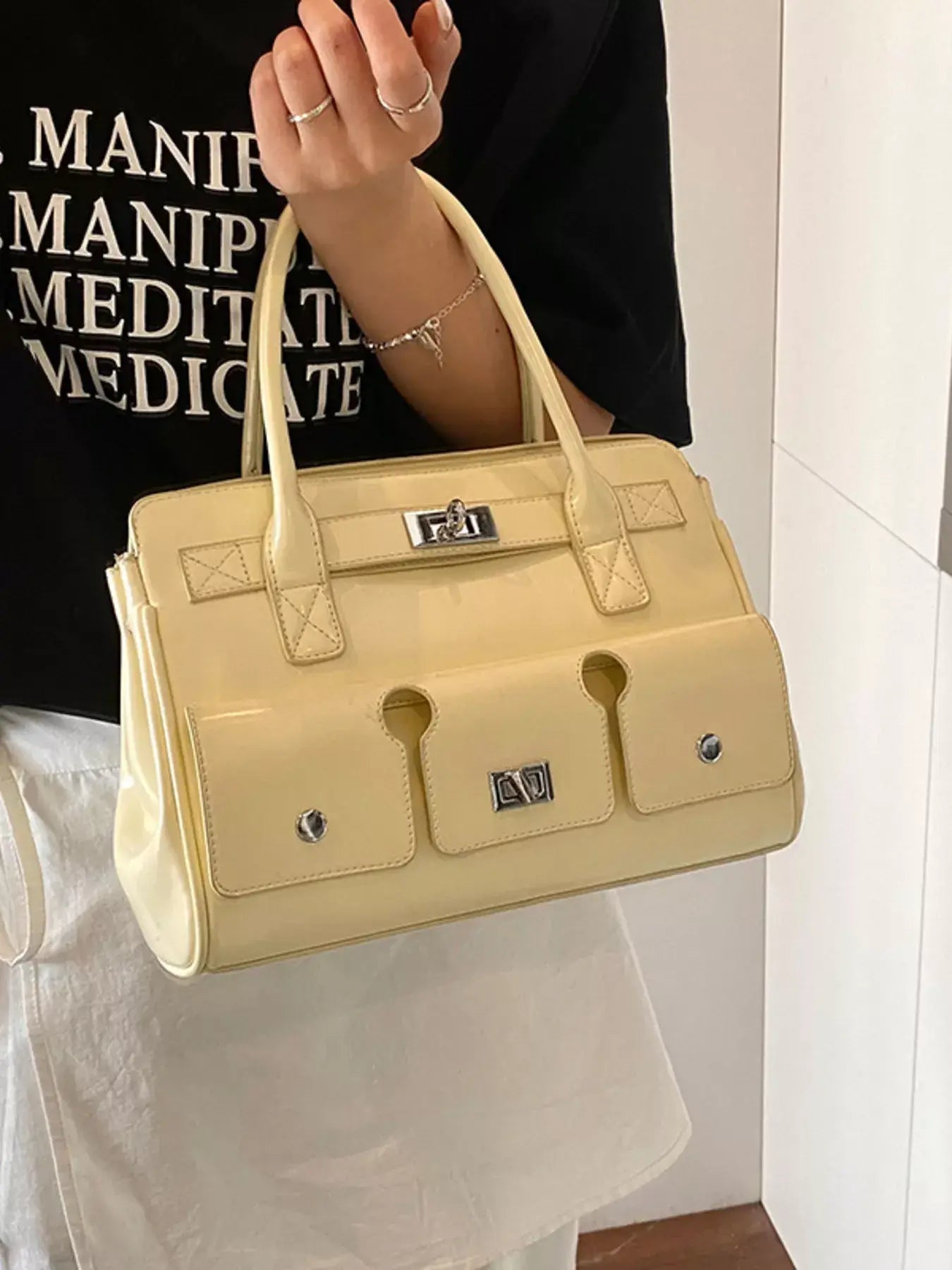 Top Handle Shoulder Bag - Trendsi - Flyclothing LLC