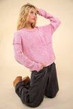 VERY J Mineral Washed Exposed Seam Sweater - Trendsi